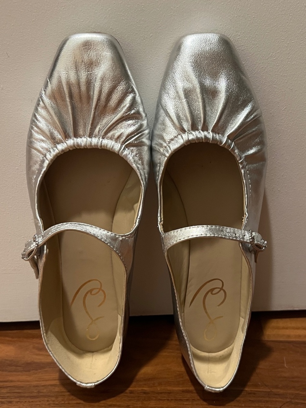 Sam Edelman Silver Metallic Mary Jane Ballet Flats 7.5